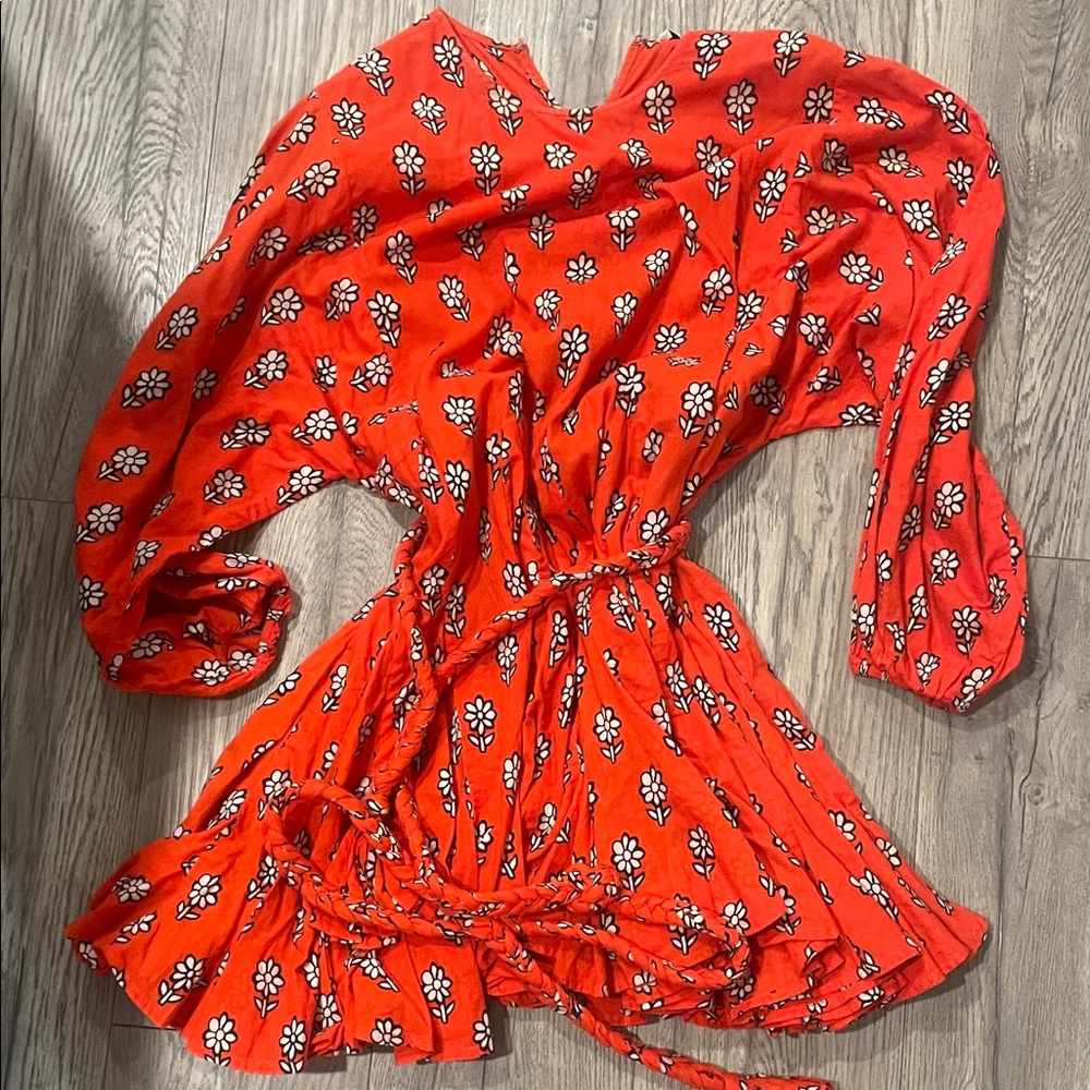 RHODE Red Floral Mini Dress